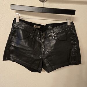AG Black Coated The Cocktail Shorts Size 27 Leatherette